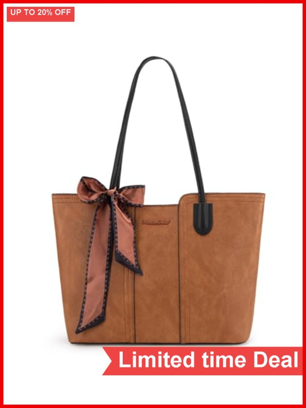 Vegan Leather Tote Bag for Work Top Handle Satchel Purse with Scarf